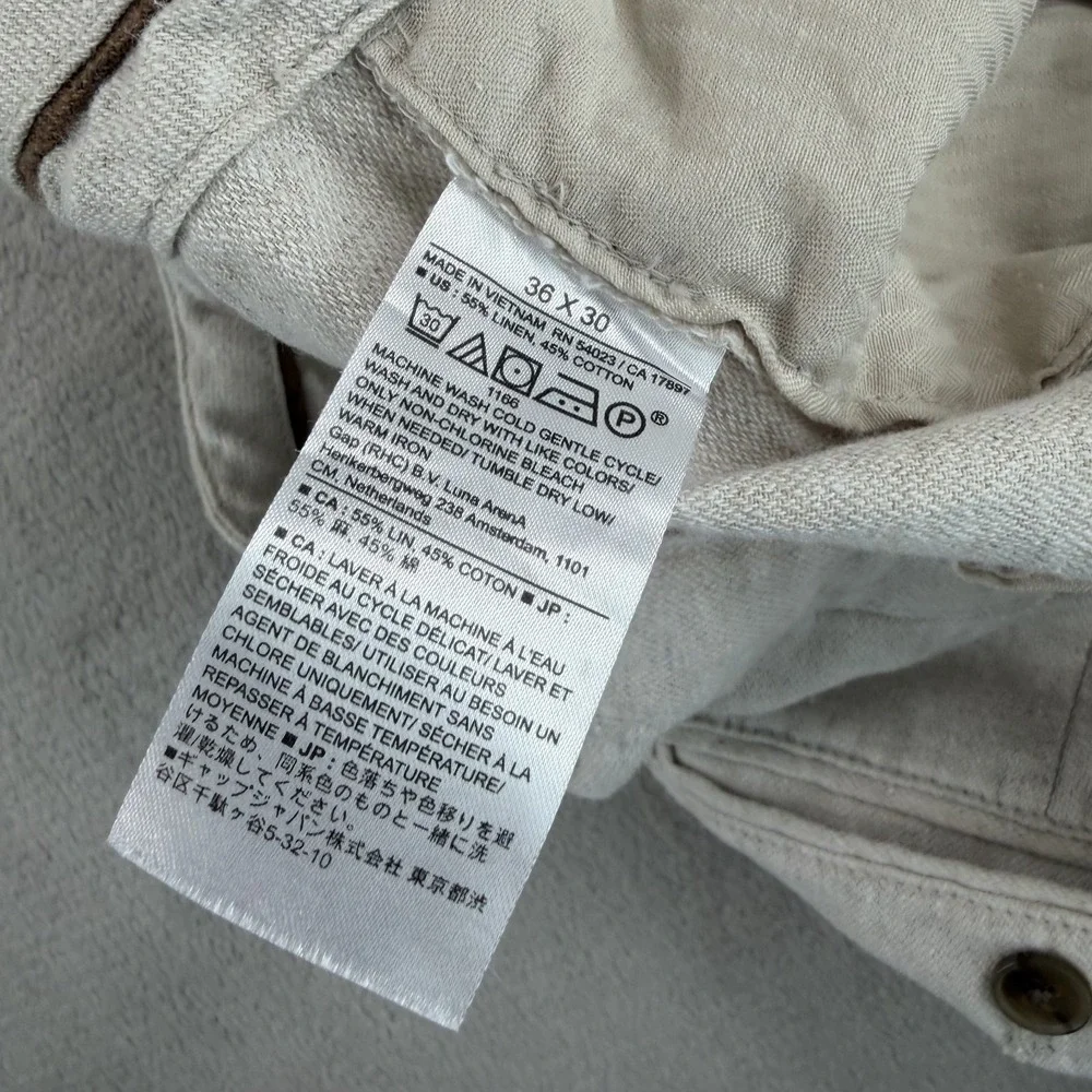 Banana Republic Slim Straight Trouser Pants in Beige Linen Blend Men‎ 36x28